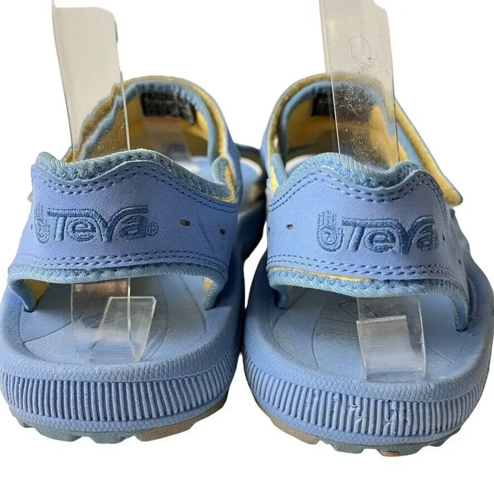 Teva Girls Kids Psyclone Blue & Yellow Sporty Ankle Strap Sandals Flats Shoes 6